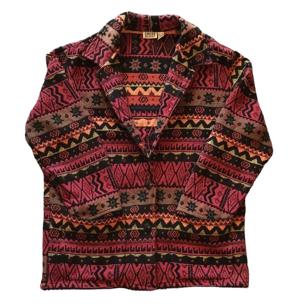 Chico’s Design Vintage 100% Cotton Tapestry Coat L - Picture 1 of 7